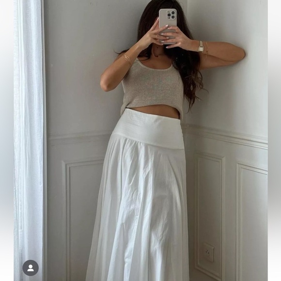 Zara Low Waist Cotton Skirt White Yoke waist Balloon hem ZW Collection L NWT - Picture 10 of 16